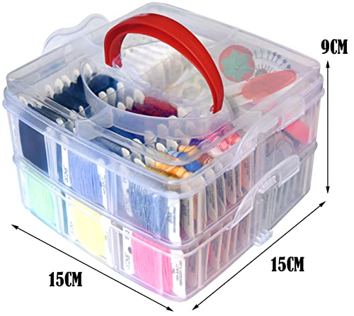 188 Embroidery Floss Set Including Cross Stitch Threads Friendship Bracelet String with 2-Tier Transparent Box, Floss Bobbins and Cross Stitch Kits