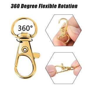 100PCS Gold Swivel Clasps Lanyard Snap Hooks with Key Rings, Key Chain Clip Hooks Lobster Claw Clasps for Keychains Jewelry DIY Crafts