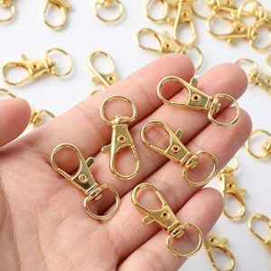 100PCS Gold Swivel Clasps Lanyard Snap Hooks with Key Rings, Key Chain Clip Hooks Lobster Claw Clasps for Keychains Jewelry DIY Crafts