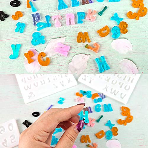 Palksky 3Pcs Mini Letter Resin Molds - Small Silicone Number Alphabet Epoxy Casting Mold for DIY Keychain Pendant Earring Jewelry, Gummy Candy Chololate Cake Decoration