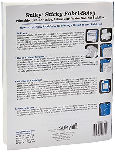 Sulky 8.5x11 stabilizer, 8.5" x 11" 12-Pack, White