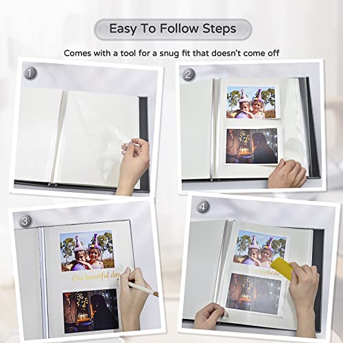 Popotop Large Photo Album Self Adhesive 4×6 5×7 8×10 inch Pictures DIY Scrapbook Magnetic Album 40 Pages for Family Wedding Gifts with Metal Pen and Plastic Board