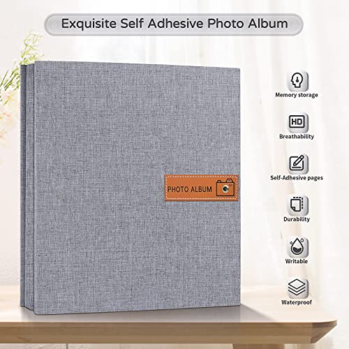 Popotop Large Photo Album Self Adhesive 4×6 5×7 8×10 inch Pictures DIY Scrapbook Magnetic Album 40 Pages for Family Wedding Gifts with Metal Pen and Plastic Board