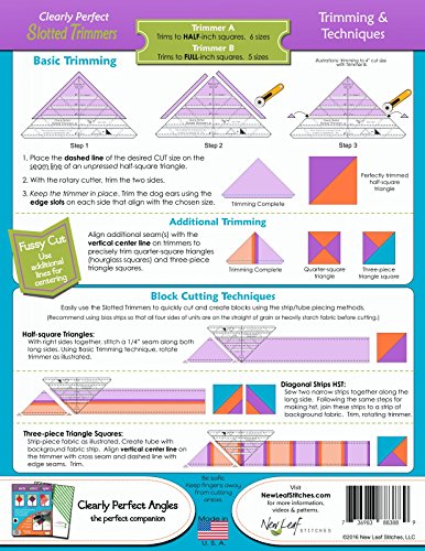 Clearly Perfect Slotted Trimmers by New Leaf Stitches- Quilting Tool for Fabric Cutting - Quilting Template and Stencil
