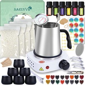 SAEUYVB Candle Making Kit,Candle Making Kit for Adults,Candle Making Kit with Hot Plate,Full Set Candle Making Supplies - DIY Starter Full Set Soy Candle Making Kit - Perfect as Home Decorations