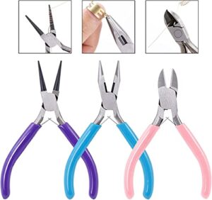 jewelry pliers, songin 3 pack jewelry pliers set tools includes needle nose pliers round nose pliers wire cutters chain nose pliers for jewelry making repair, wire wrapping, beading and crafts