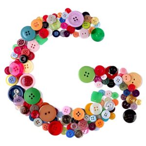 Greentime 1500 pcs Round Resin Buttons Mixed Color Assorted Sizes for Crafts Sewing DIY Manual Button Painting DIY Handmade Ornament Buttons, 2 Holes and 4 Holes