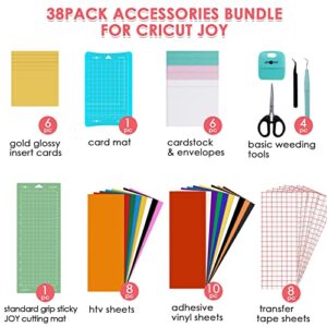 HTVRONT Accessories Bundle for Cricut Joy Accessories and Supplies Include Weeding Tools Bundle, Heat Transfer Vinyl, Adhensive Vinyl Sheets for Starter Kit-38PCS