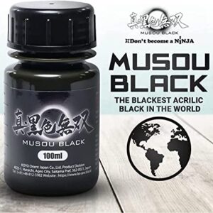 Musou Black Water-based Acrylic Paint - 100ml - Made in Japan - Blackest Black in the World