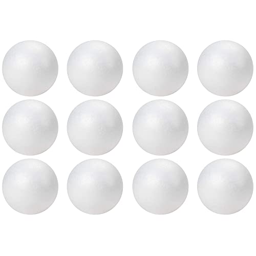 4 Inch White Foam Balls, Polystyrene for DIY Crafts, Art, School Supplies, Decorations (12 Pack)