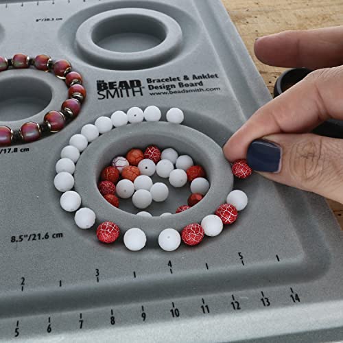 The Beadsmith Elements Bracelet & Anklet Design Bead Board – 10.75 x 13.75 Inches – Removable Transparent Cover – Flocked Surface, Multiple Channels & Printed Ruler – for Jewelry Making