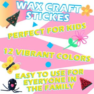 Wax Craft Sticks for Kids Bendable Sticky Yarn Molding Sculpting Sticks in 13 Colors with Plastic Storage Box for Handicraft DIY School Project Supplies (600 Pieces)