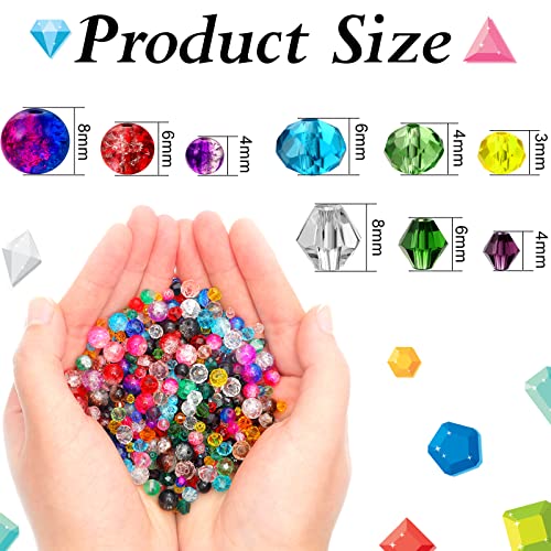 1300 Pieces Crystal Beads for Jewelry Making Crackle Lampwork Glass Beads Faceted Crystal Glass Beads Bicone Crystal Beads Loose Beads Sparkly Beads for Bracelets Necklace Pendants Making Supplies