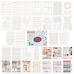easy to use stencil set for dotted journals – time saving planner accessories/supplies kit makes creating layouts easy – incl. bullet point checklists, daily/weekly/monthly calendars
