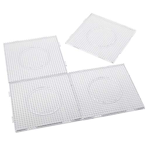 H&W 4PCS 5mm Fuse Beads Boards, Large Clear Pegboards Kits, with Gift 4 Lroning Paper (WA3-Z1)