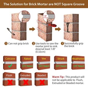 Brick Hook Clips (4 Pack) for Hanging Outdoors, Brick Hangers Fits Standard Size Brick 2-1/4" to 2-3/8" in Height, Heavy Duty Brick Wall Clips Siding Hooks for Hanging No Drill and Nails