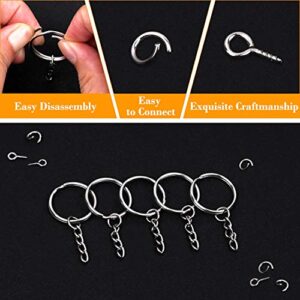 Keychain Rings for Crafts, Flasoo 360Pcs Keychains for Resin Include Key Rings with Chain, Jump Rings, Screw Eye Pins for DIY Keychain Making