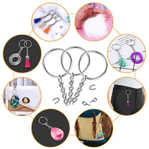 Keychain Rings for Crafts, Flasoo 360Pcs Keychains for Resin Include Key Rings with Chain, Jump Rings, Screw Eye Pins for DIY Keychain Making