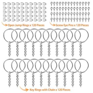 Keychain Rings for Crafts, Flasoo 360Pcs Keychains for Resin Include Key Rings with Chain, Jump Rings, Screw Eye Pins for DIY Keychain Making