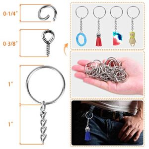 Keychain Rings for Crafts, Flasoo 360Pcs Keychains for Resin Include Key Rings with Chain, Jump Rings, Screw Eye Pins for DIY Keychain Making