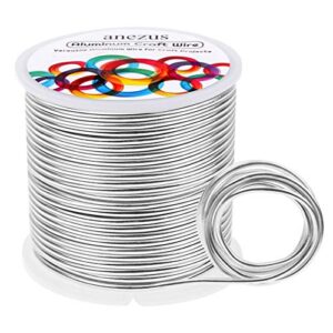 12 gauge aluminum wire 100 feet, anezus metal armature wire bendable sculpting wire for crafts wreath making jewelry making beading floral (silver, 2mm)