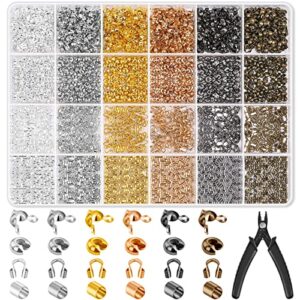 2220 pieces crimp beads for jewelry making, acejoz knot covers, crimp bead covers, crimp tubes and wire guardians with crimping pliers for diy jewelry bracelets necklaces making