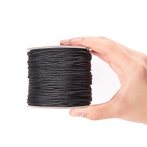 PH PandaHall 1.5mm 100 Yards Black Nylon Cord Wind Chime Cord Replacement Braided Lift Shade Blind String for Windows Roman Rollers Repair Gardening Plant Waist Beading String for Chinese Knotting