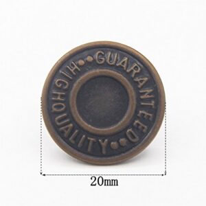 20mm Replacement Jean Buttons 12 Sets Combo Copper Tack Buttons