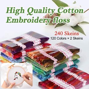 Embroidery Floss 240 skeins 100% Egyptian long-staple cotton Cross Stitch Threads -Friendship Bracelets String -Mercerized Crafts Floss total 1920M 8M/pc 24pcs/bag 10package