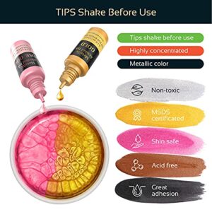 Wayin Metallic Alcohol Ink Set - 6 Color Metallic Alcohol Pigment Resin Dye, Concentrated Extreme Shimmer Alcohol-Based Inks for Epoxy Resin Yupo Tumbler Cups Acrylic Pouring Paint (15ml/.5 fl oz )