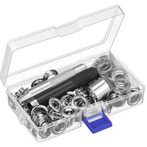 grommet tool kit, grommet setting tool and 100 sets grommets eyelets with storage box (1/2 inch inside diameter)