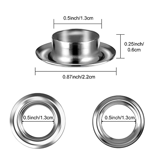 Grommet Tool Kit, Grommet Setting Tool and 100 Sets Grommets Eyelets with Storage Box (1/2 Inch Inside Diameter)