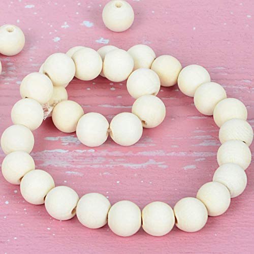 300pcs 20mm Wood Beads Natural Unfinished Round Wooden Loose Beads Wood Spacer Beads for Craft Making Decorations and DIY Crafts