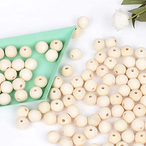 300pcs 20mm Wood Beads Natural Unfinished Round Wooden Loose Beads Wood Spacer Beads for Craft Making Decorations and DIY Crafts