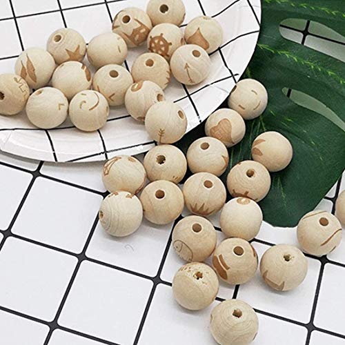 300pcs 20mm Wood Beads Natural Unfinished Round Wooden Loose Beads Wood Spacer Beads for Craft Making Decorations and DIY Crafts