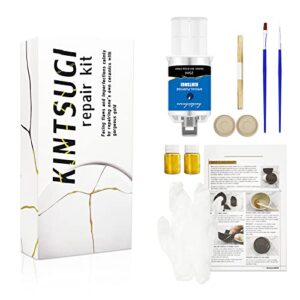 kintsugi repair kit gold, japanese kintsugi kit to improve your ceramic, repair your meaningful pottery with gold powder glue, perfect for beginners restoring meaningful gifts