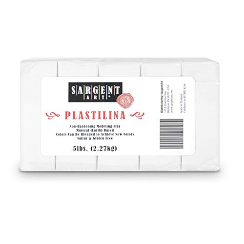 Sargent Art Plastilina Modeling Clay, White, 5 Pound, Non-Hardening, Long Lasting & Non-Toxic, Great for Kids, Beginners, and Artists