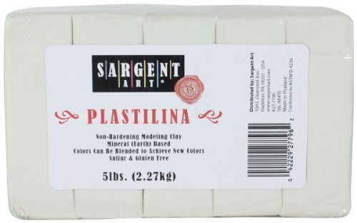 Sargent Art Plastilina Modeling Clay, White, 5 Pound, Non-Hardening, Long Lasting & Non-Toxic, Great for Kids, Beginners, and Artists