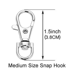 5 Set Key Chain Key Rings Metal Swivel Clasps Snap-On Keychain Ring Hook Spring Clip Snap Hook Lobster Clasp for Keys, Lanyards Jewelry Findings, Round Edged