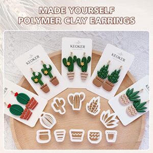 KEOKER Clay Cutters for Polymer Clay Jewelry, Cactus Polymer Clay Cutters for Earrings Jewelry Making, 10 Shapes Potted Plant Clay Earrings Cutters, Clay Cutters (Potted Plant Clay Cutters)