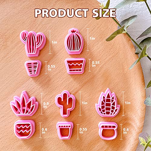 KEOKER Clay Cutters for Polymer Clay Jewelry, Cactus Polymer Clay Cutters for Earrings Jewelry Making, 10 Shapes Potted Plant Clay Earrings Cutters, Clay Cutters (Potted Plant Clay Cutters)