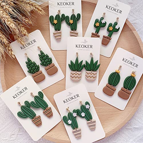 KEOKER Clay Cutters for Polymer Clay Jewelry, Cactus Polymer Clay Cutters for Earrings Jewelry Making, 10 Shapes Potted Plant Clay Earrings Cutters, Clay Cutters (Potted Plant Clay Cutters)