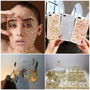 Gilding Flakes Set,Gold Foil Flakes for Resin,3 Bottles Metallic Foil Flakes for Resin Jewelry Making,Nails,Painting Art,Crafts and Slime(Gold, Silver, Copper Colors)