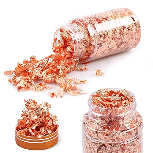 Gilding Flakes Set,Gold Foil Flakes for Resin,3 Bottles Metallic Foil Flakes for Resin Jewelry Making,Nails,Painting Art,Crafts and Slime(Gold, Silver, Copper Colors)