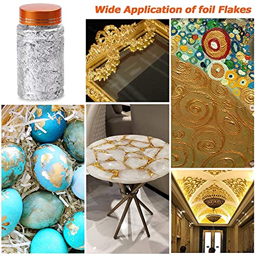 Gilding Flakes Set,Gold Foil Flakes for Resin,3 Bottles Metallic Foil Flakes for Resin Jewelry Making,Nails,Painting Art,Crafts and Slime(Gold, Silver, Copper Colors)