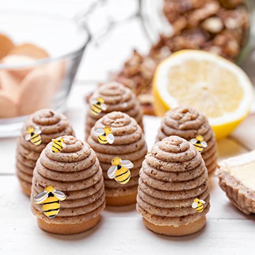 HADDIY Tiny Craft Bees,50 Pcs Small Plastic Resin Bumble Bee Decor for Embellishments and Bee Themed Birthday Party Table Decoration