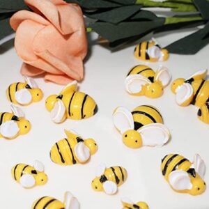 HADDIY Tiny Craft Bees,50 Pcs Small Plastic Resin Bumble Bee Decor for Embellishments and Bee Themed Birthday Party Table Decoration