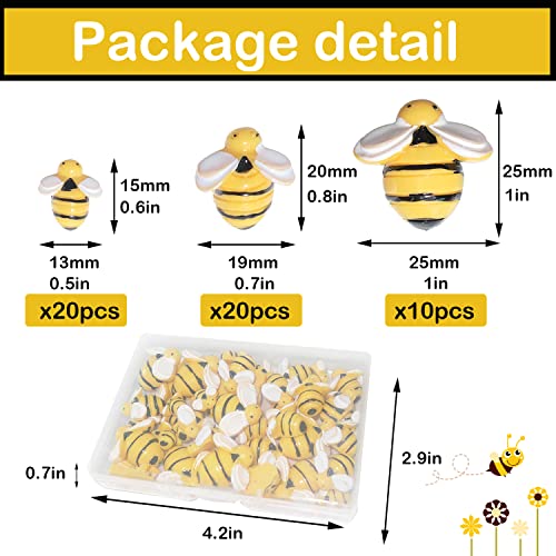 HADDIY Tiny Craft Bees,50 Pcs Small Plastic Resin Bumble Bee Decor for Embellishments and Bee Themed Birthday Party Table Decoration