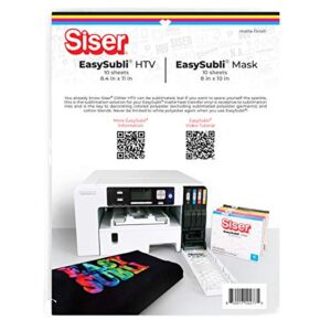 siser easysubli htv – printable sublimation heat transfer vinyl – 10 sheets of easysubli (8.4″x11″) and 10 sheets of easysubli mask (8″x10″)