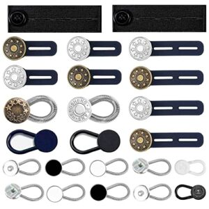 24 pcs extender button set, flexible adjustable elastic waist extender button, invisible collar neck extenders, no-sew extend buttons for women and men’s pants jeans skirts clothing supplies